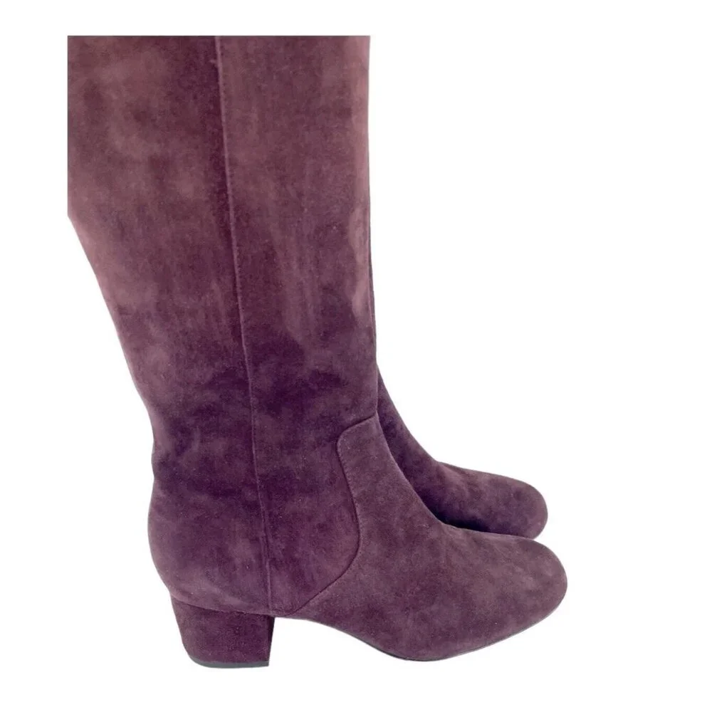 Sam Edelman Elina Suede Leather Over Knee Boots Burgundy Boots Sz 6 New